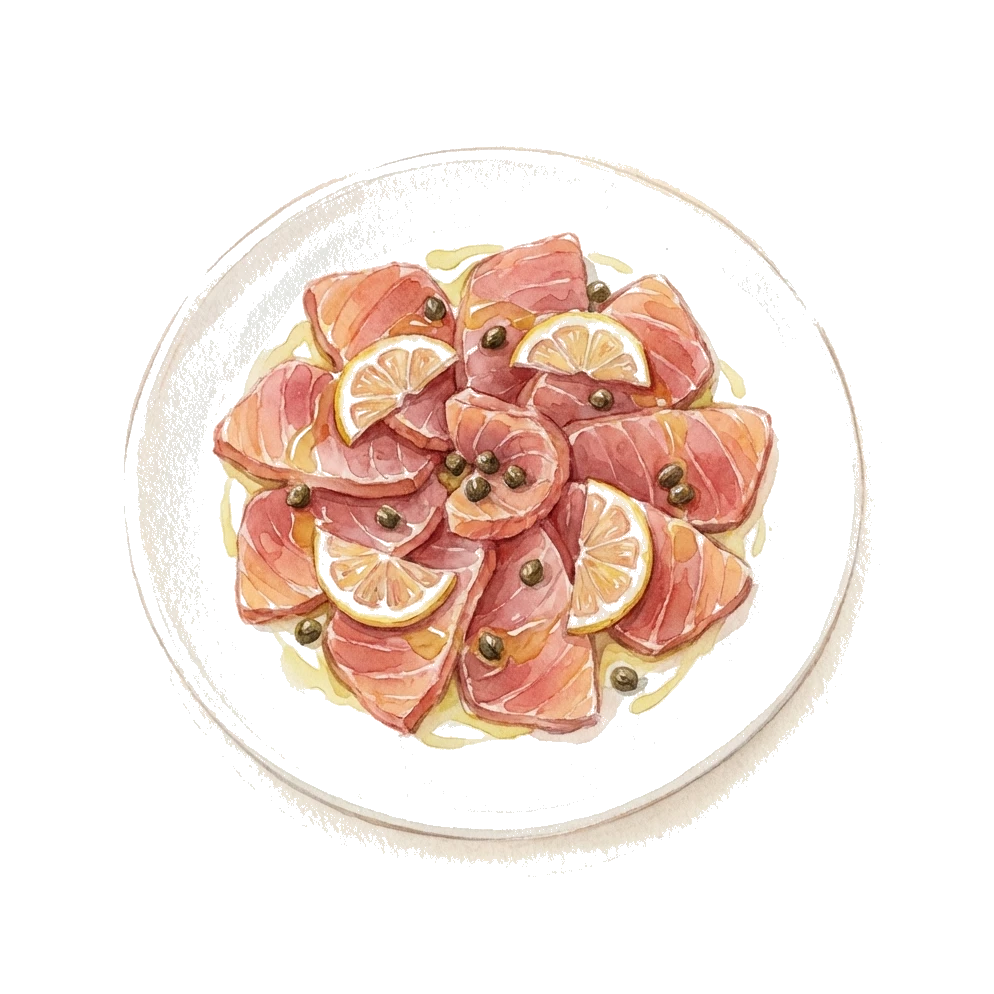 Thunfisch-Carpaccio mit Kapern und Zitrone