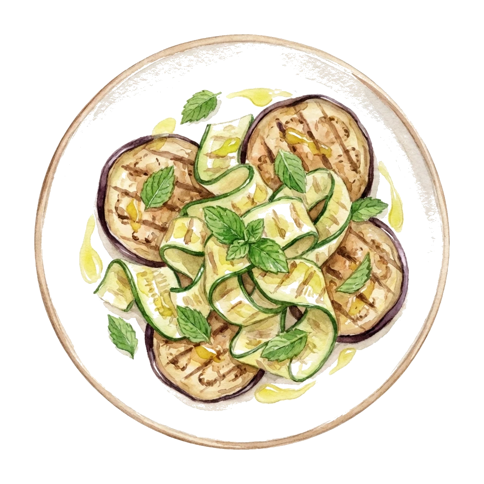 Gegrillte Auberginen und Zucchini mit Minze