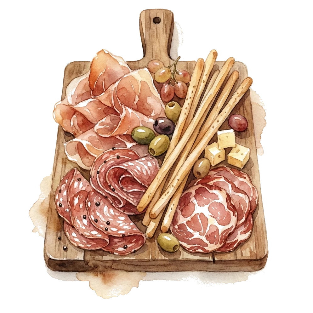 Italienische Aufschnittplatte mit Prosciutto und Salami – Weinbegleitung
