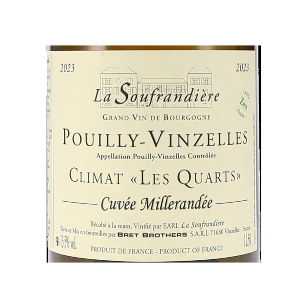 la soufrandiere pouilly vinzelles climat les quarts cuvee millerandee zen aoc ml magnum label dbade png