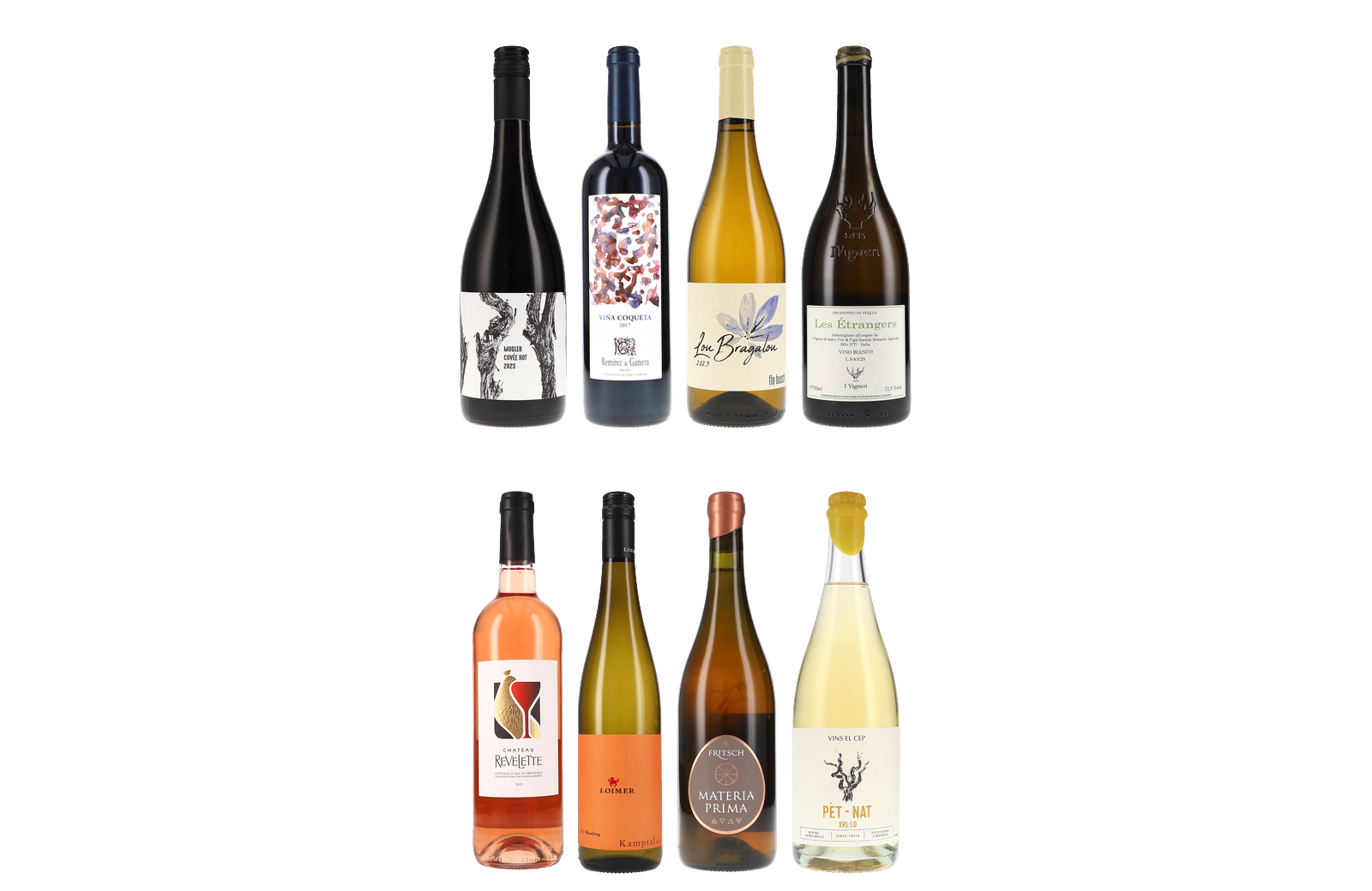 Acht Probierpakete — Naturwein, Champagner, Rotwein, Weißwein